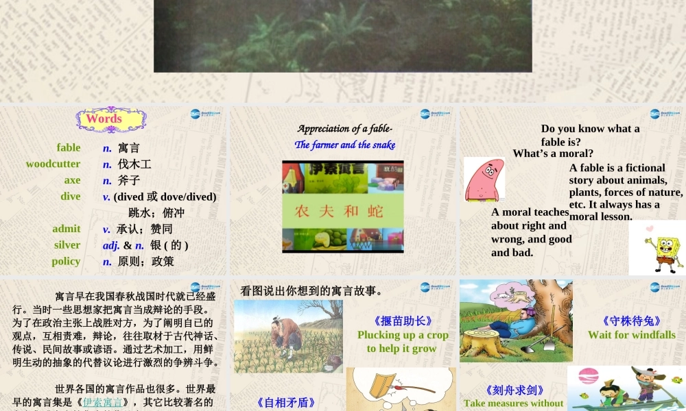 冀教初中英语九上《Lesson 21 The Fable of the Woodcutter》PPT课件 (1).ppt