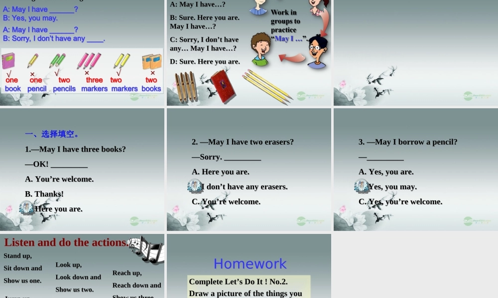 冀教初中英语七上《Lesson 5 May I Have a Book》PPT课件 (1).ppt