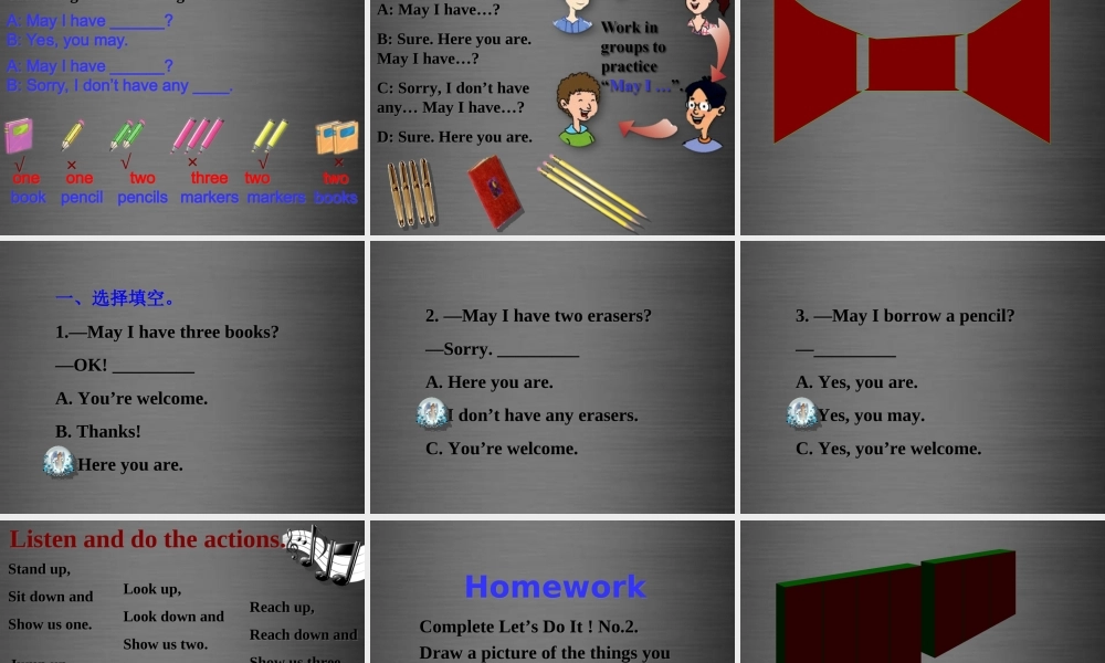 冀教初中英语七上《Lesson 5 May I Have a Book》PPT课件 (4).ppt