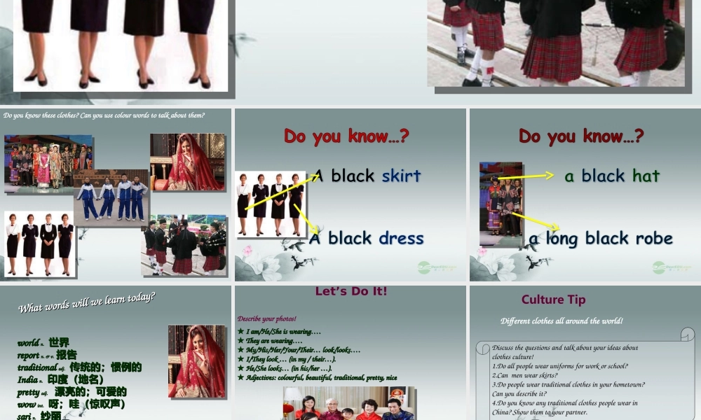 冀教初中英语七上《Lesson 11 Clothes around the World》PPT课件 (1).ppt