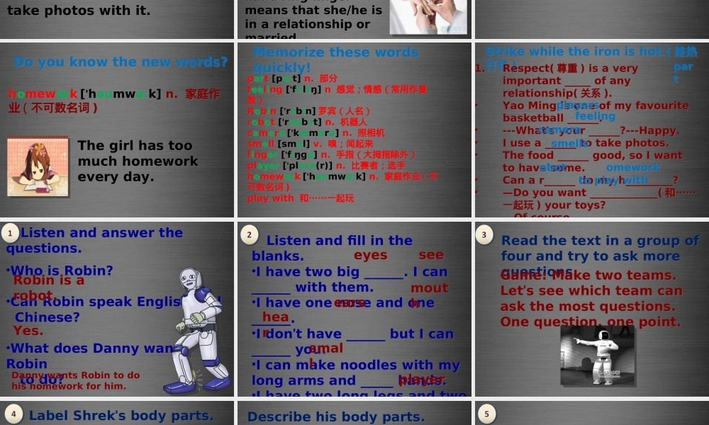 冀教初中英语七上《Lesson 13 Body Parts》PPT课件 (1).ppt