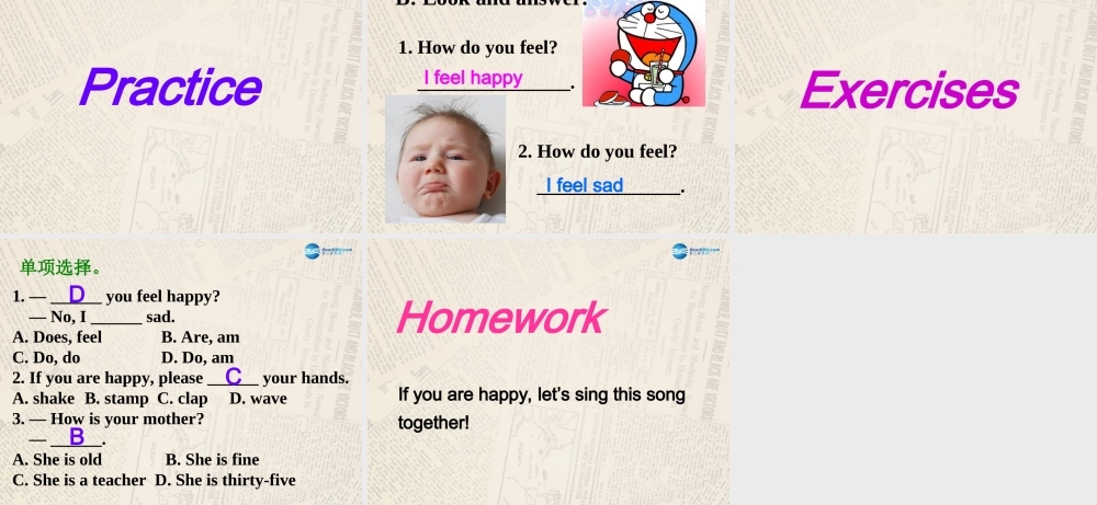 冀教初中英语七上《Lesson 16 Happy or Sad》PPT课件 (4).ppt