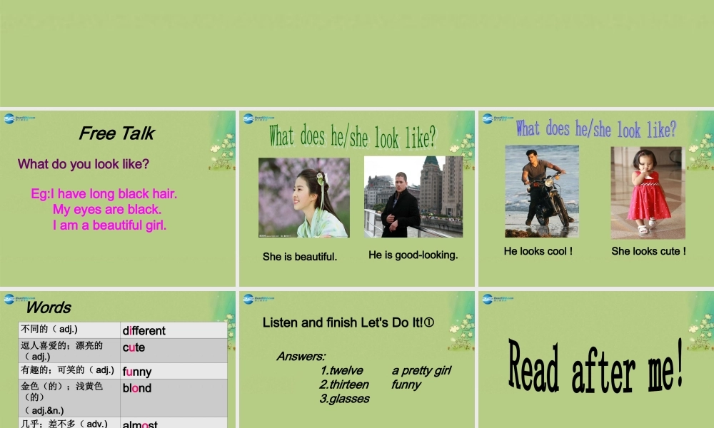 冀教初中英语七上《Lesson 18 We All Look Different!》PPT课件 (1).ppt