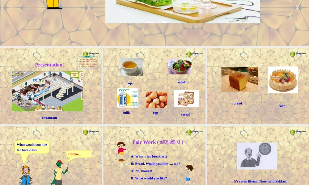 冀教初中英语七上《Lesson 19 Time for Breakfast!》PPT课件 (1).ppt