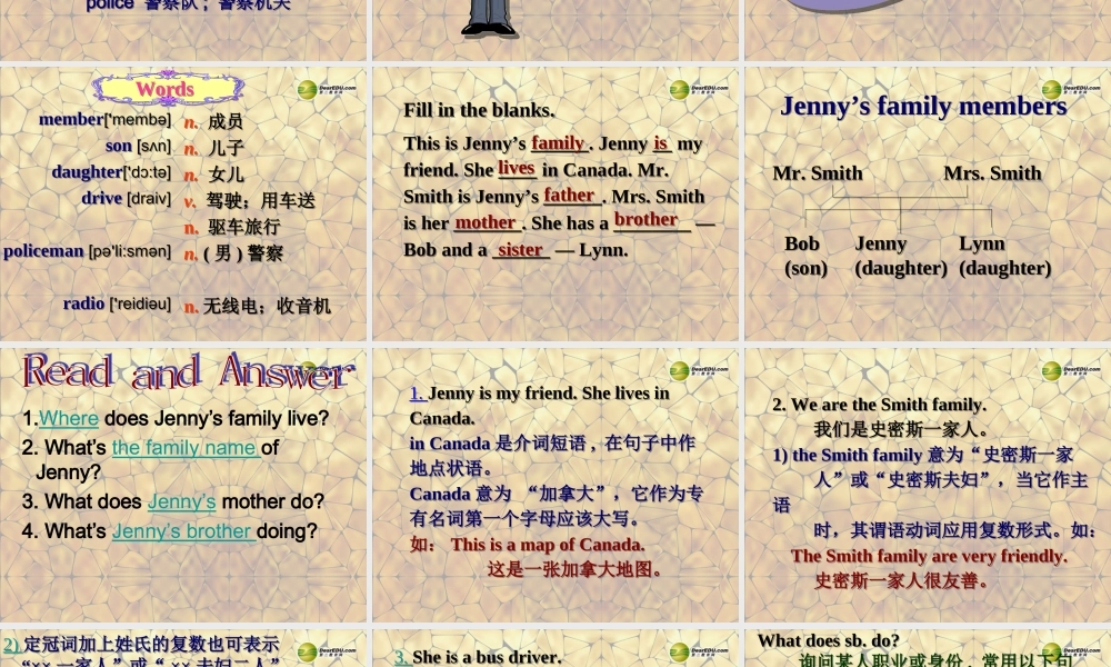 冀教初中英语七上《Lesson 25 Jenny's Family》PPT课件 (2).ppt