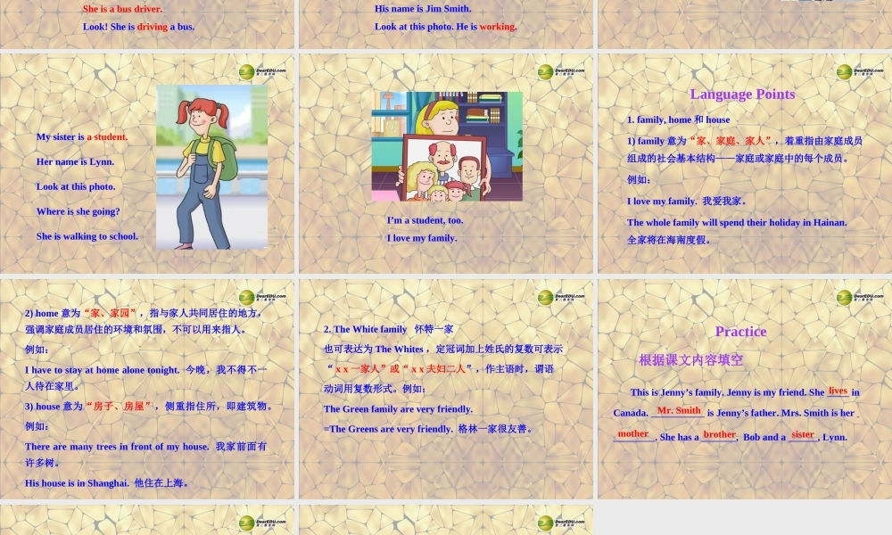 冀教初中英语七上《Lesson 25 Jenny's Family》PPT课件 (1).ppt