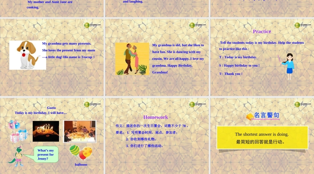 冀教初中英语七上《Lesson 30 Grandma's Birthday Party》PPT课件 (1).ppt
