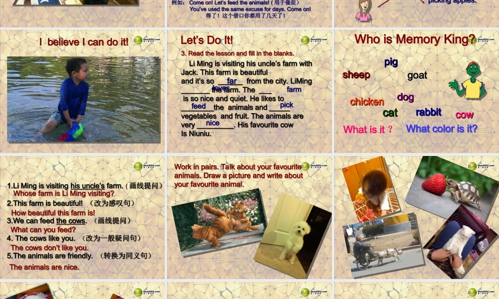 冀教初中英语七上《Lesson 34 On the Farm》PPT课件 (1).ppt