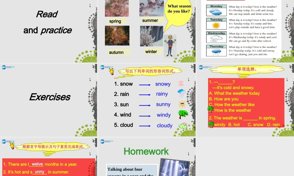 冀教初中英语七上《Lesson 37 Seasons and Weather》PPT课件 (2).ppt