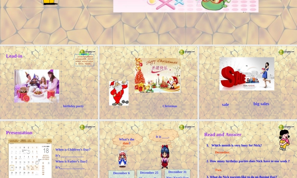 冀教初中英语七上《Lesson 38 Nick's Busy Month》PPT课件 (1).ppt