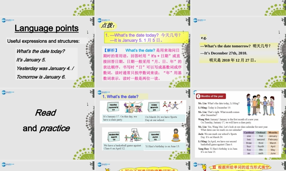 冀教初中英语七上《Lesson 39 A Class Calendar》PPT课件 (2).ppt