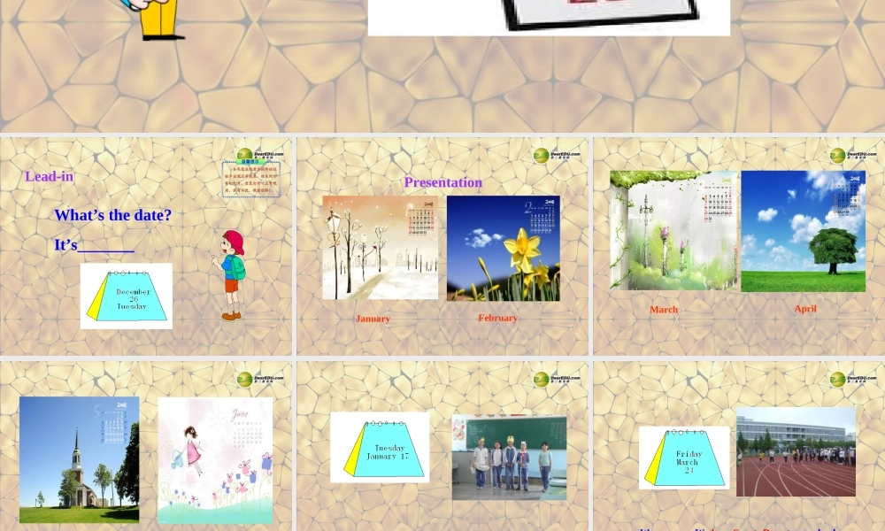 冀教初中英语七上《Lesson 39 A Class Calendar》PPT课件 (1).ppt