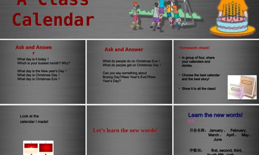 冀教初中英语七上《Lesson 39 A Class Calendar》PPT课件 (3).ppt