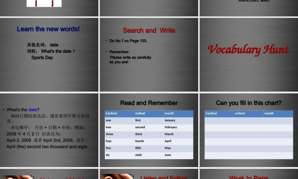 冀教初中英语七上《Lesson 39 A Class Calendar》PPT课件 (3).ppt
