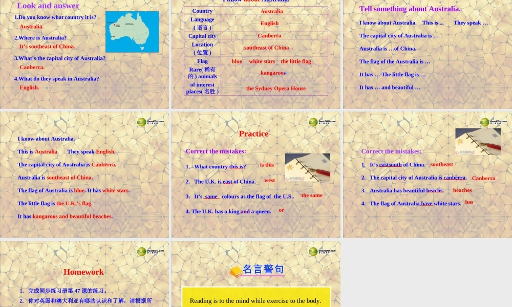 冀教初中英语七上《Lesson 47 The U.K. and Australia》PPT课件 (1).ppt