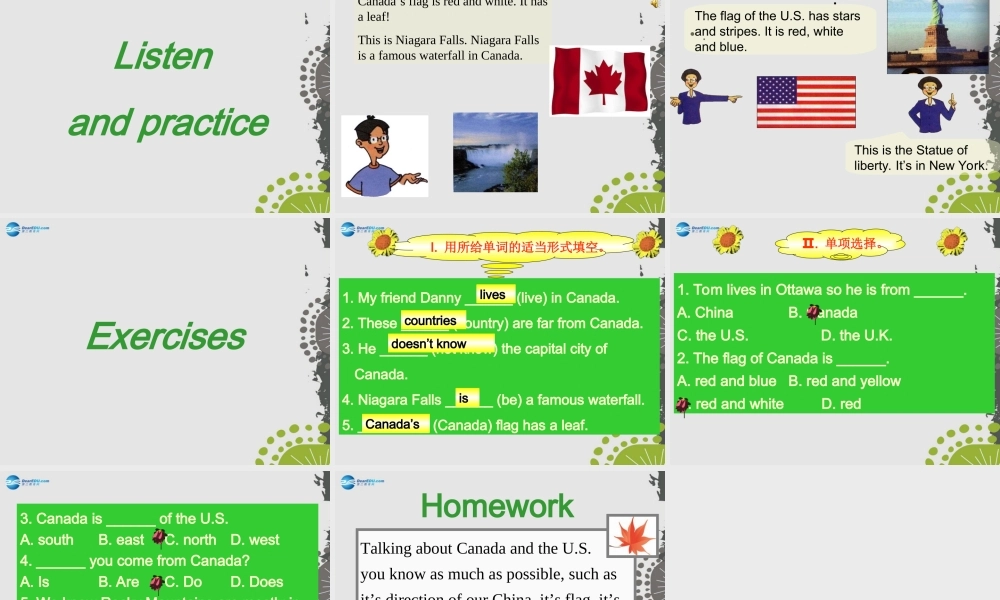 冀教初中英语七上《Lesson 46 Canada and the U.S.》PPT课件 (2).ppt