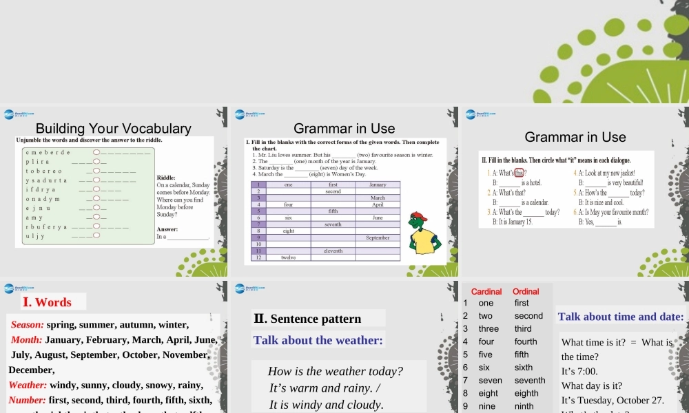冀教初中英语七上《Unit 7 Days and Months》PPT课件.ppt