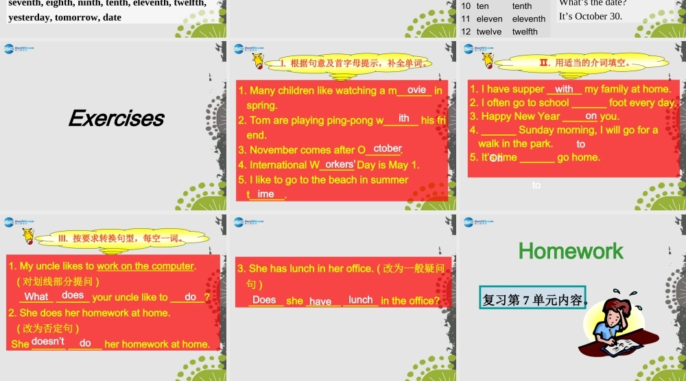 冀教初中英语七上《Unit 7 Days and Months》PPT课件.ppt