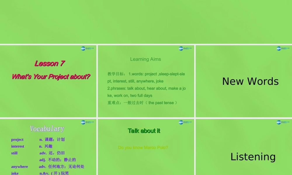 冀教初中英语七下《Lesson 7 What's Your Project about》PPT课件 (2).ppt