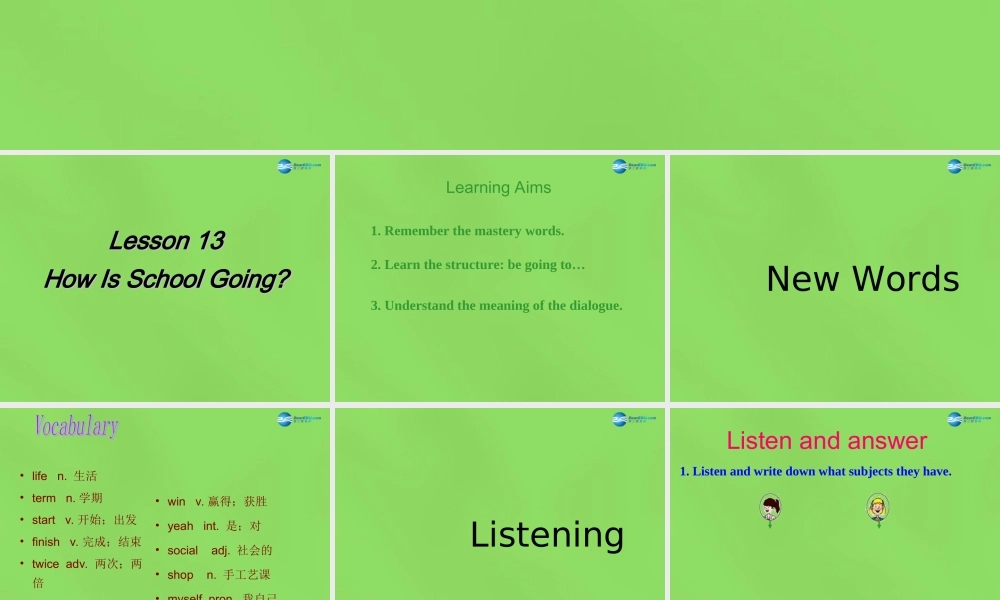 冀教初中英语七下《Lesson 13 How Is School Going》PPT课件 (2).ppt