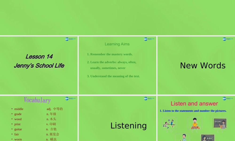 冀教初中英语七下《Lesson 14 Jenny's School Life》PPT课件 (2).ppt