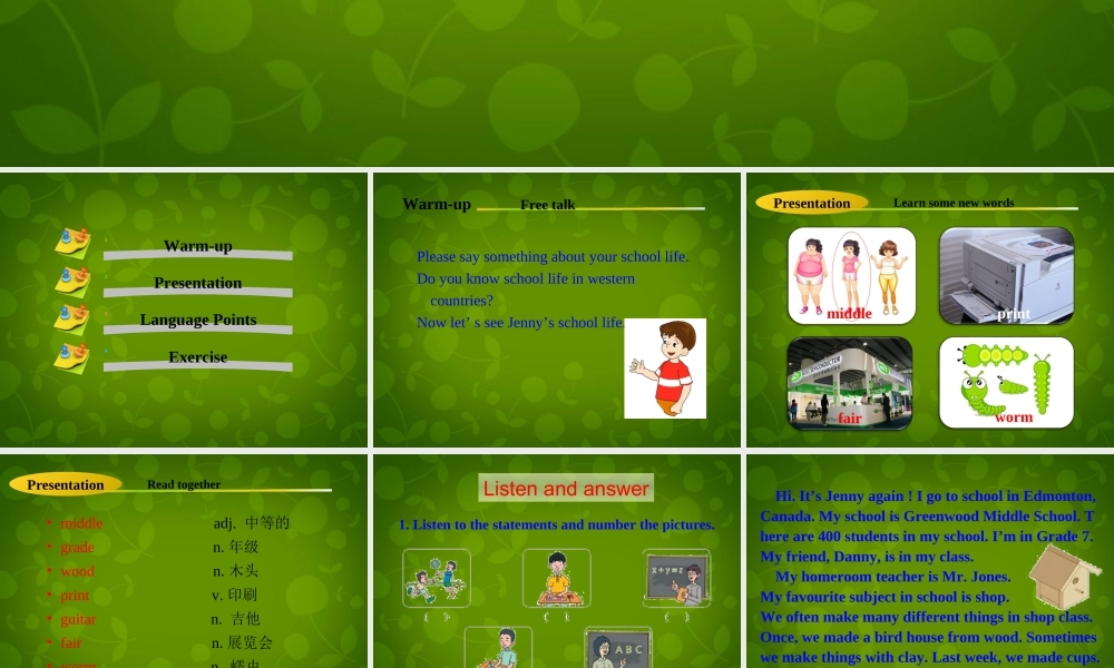 冀教初中英语七下《Lesson 14 Jenny's School Life》PPT课件 (3).ppt