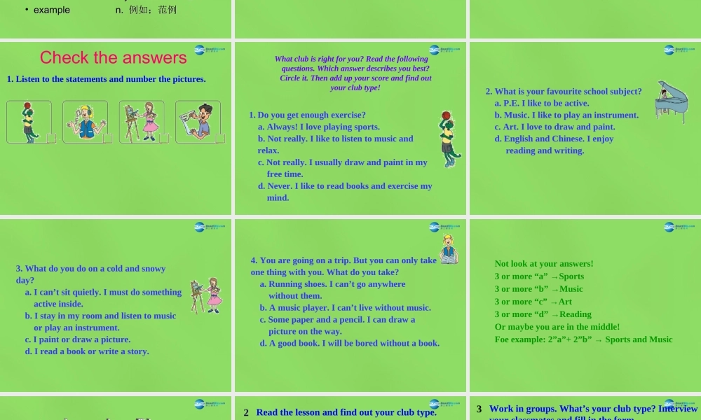 冀教初中英语七下《Lesson 21 What Is Your Club Type》PPT课件 (2).ppt