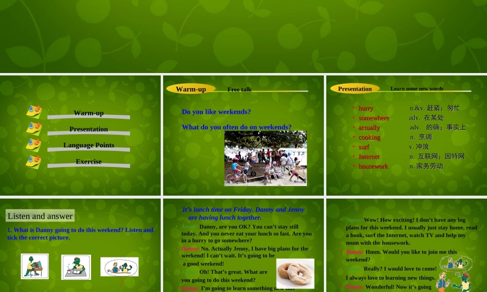 冀教初中英语七下《Lesson 22 Big Plans for the Weekend》PPT课件 (3).ppt