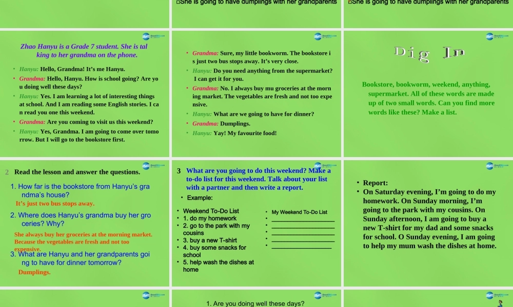 冀教初中英语七下《Lesson 23 A Weekend with Grandma》PPT课件 (2).ppt