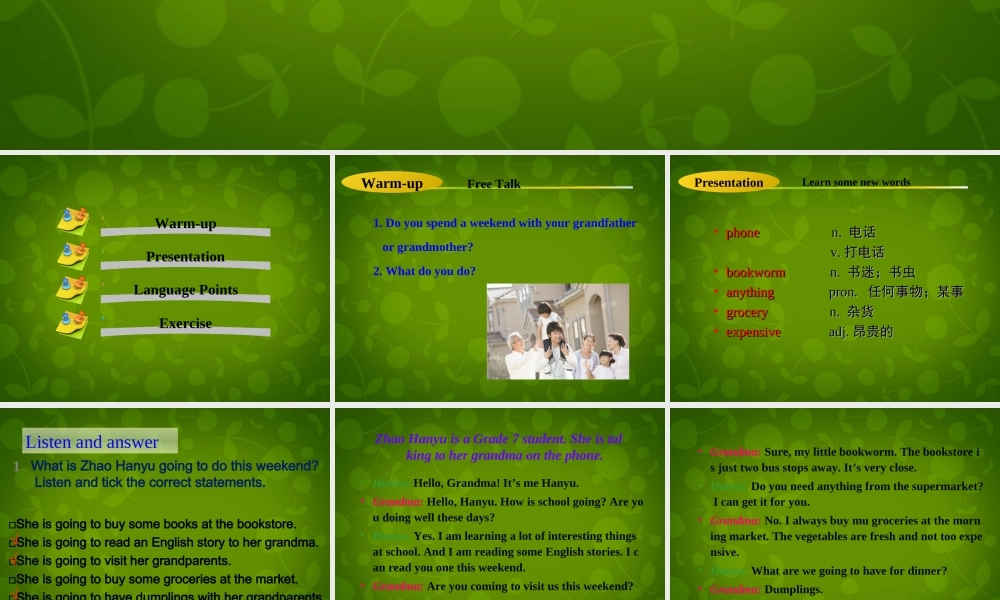 冀教初中英语七下《Lesson 23 A Weekend with Grandma》PPT课件 (3).ppt