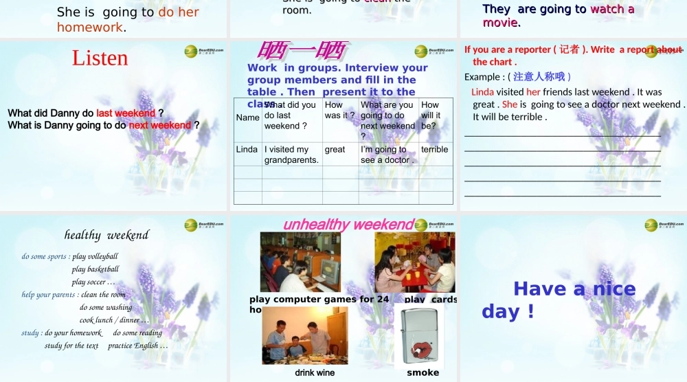 冀教初中英语七下《Lesson 24 How was Your Weekend》PPT课件 (1).ppt