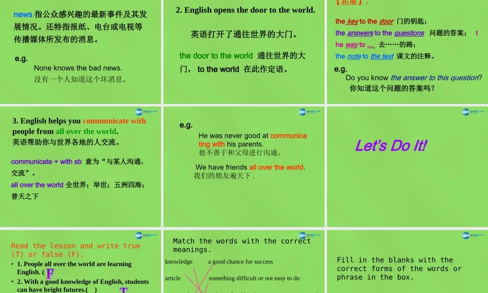 冀教初中英语七下《Lesson 29 A Door to the World》PPT课件 (4).ppt