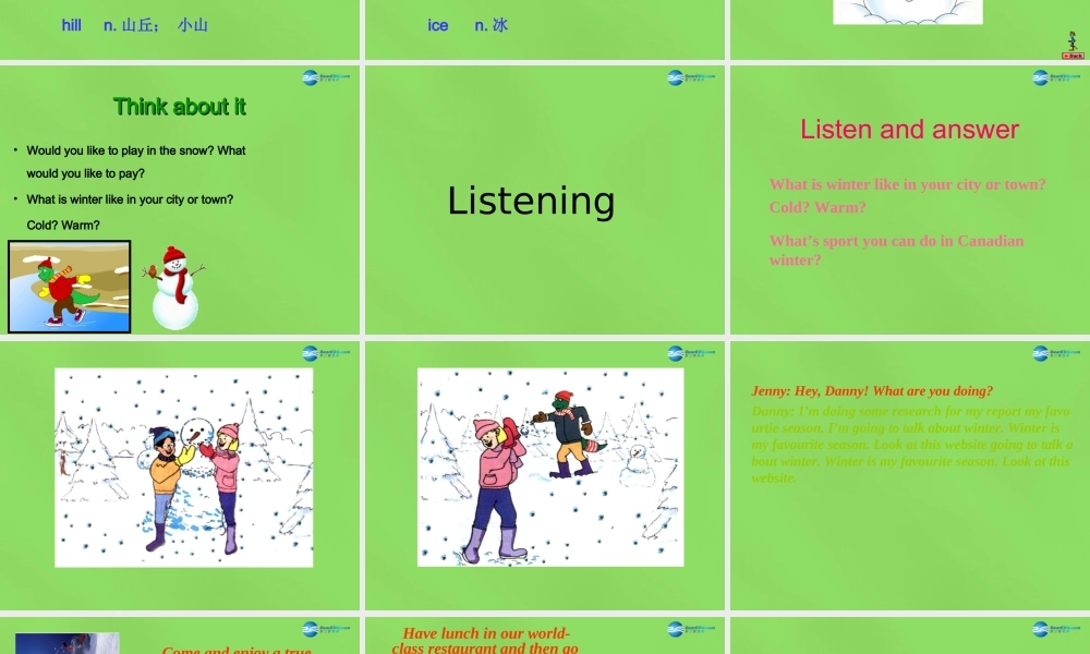 冀教初中英语七下《Lesson 32 I Can't Wait for Winter!》PPT课件 (4).ppt