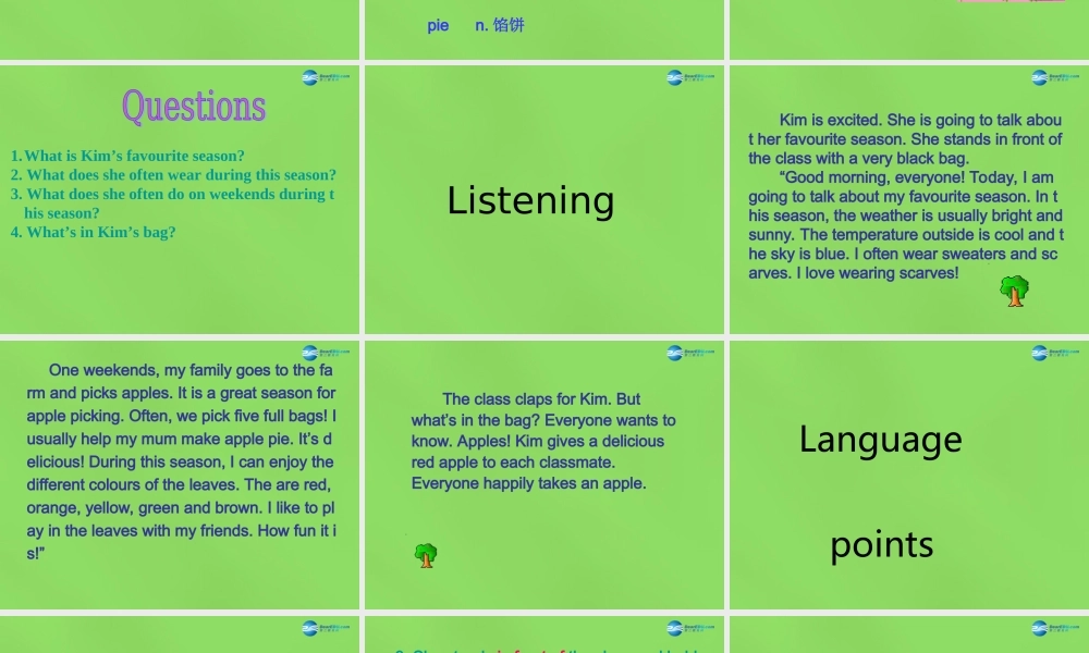 冀教初中英语七下《Lesson 33 Kim's Favourite Season》PPT课件 (4).ppt