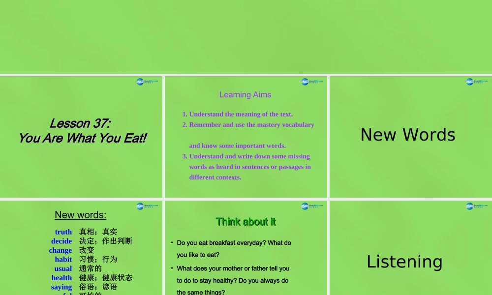 冀教初中英语七下《Lesson 37 You Are What You Eat!》PPT课件 (4).ppt