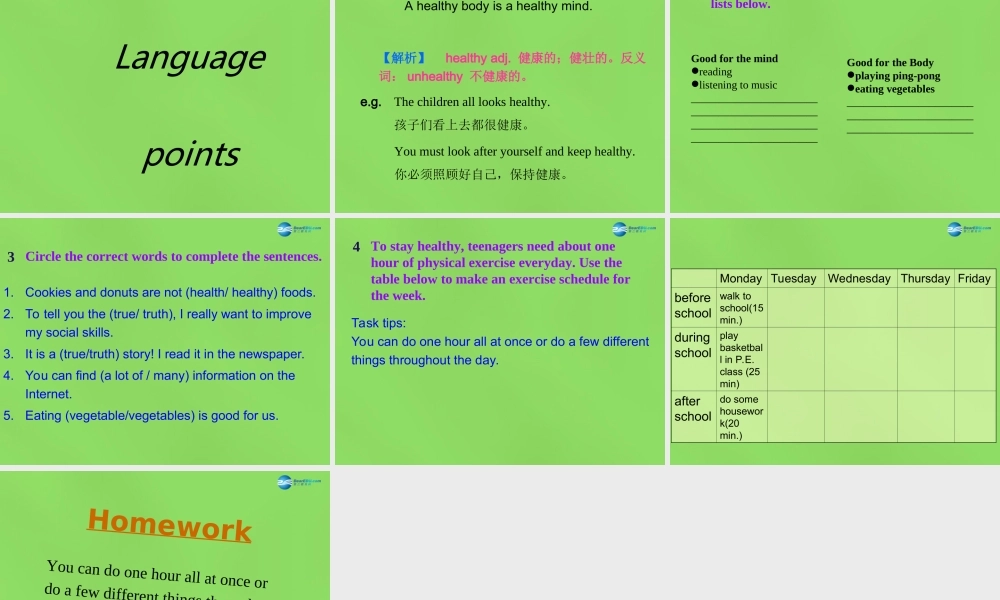 冀教初中英语七下《Lesson 38 Stay Healthy!》PPT课件 (4).ppt