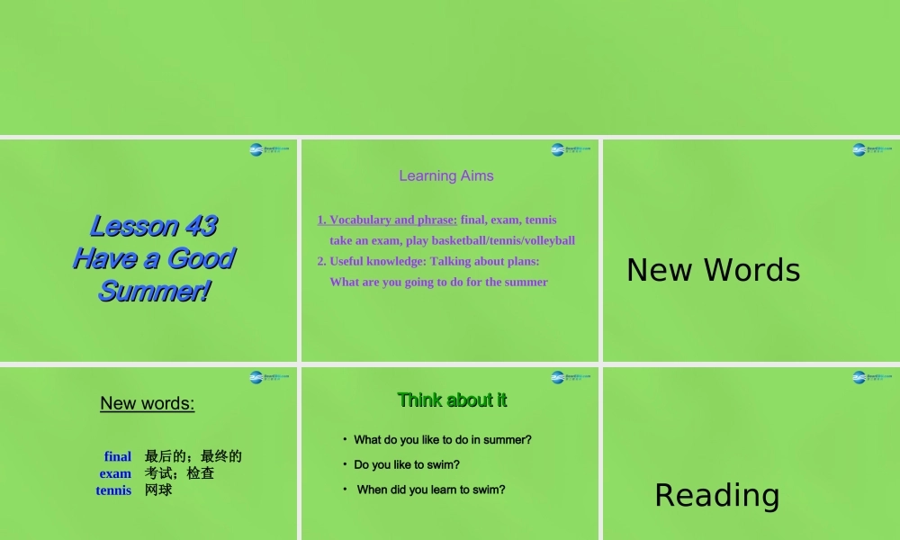 冀教初中英语七下《Lesson 43 Have a Good Summer!》PPT课件 (4).ppt