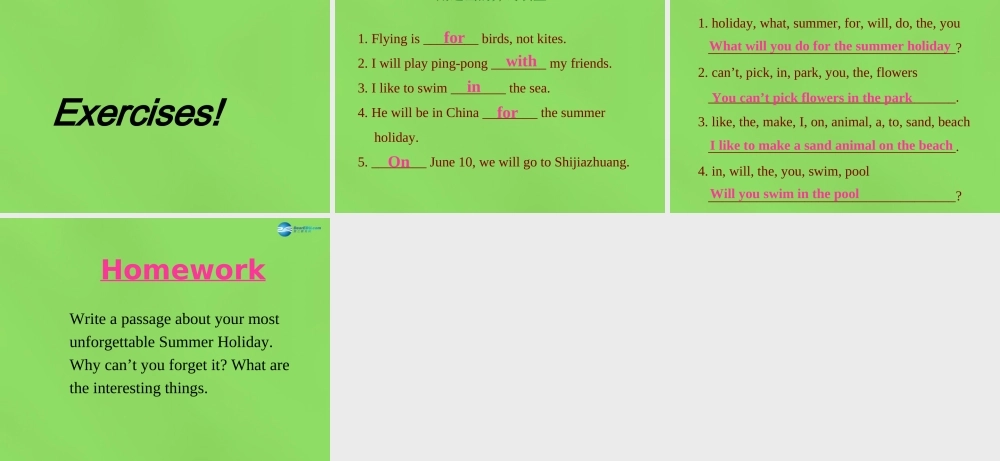 冀教初中英语七下《Lesson 46 Get Ready for Summer Holiday!》PPT课件 (4).ppt