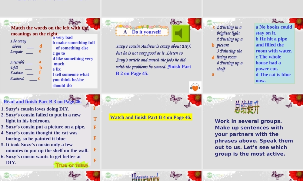 江苏省八年级英语上册 Unit 4 Do it yourself Reading 1课件.ppt