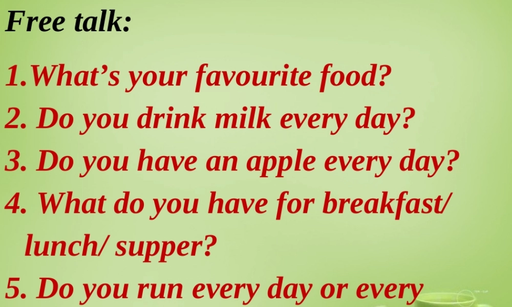 江苏省常州市潞城中学七年级英语上册 Unit 6 Food and lifestyle Grammar课件1 .ppt