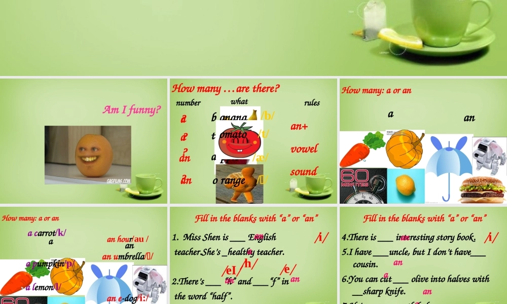 江苏省常州市潞城中学七年级英语上册 Unit 6 Food and lifestyle Grammar课件2 .ppt