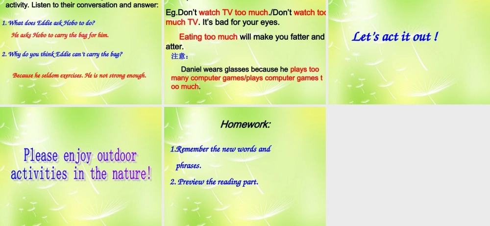 江苏省常州市武进区马杭初级中学七年级英语下册 Unit 6 Outdoor fun Welcome课件 .ppt