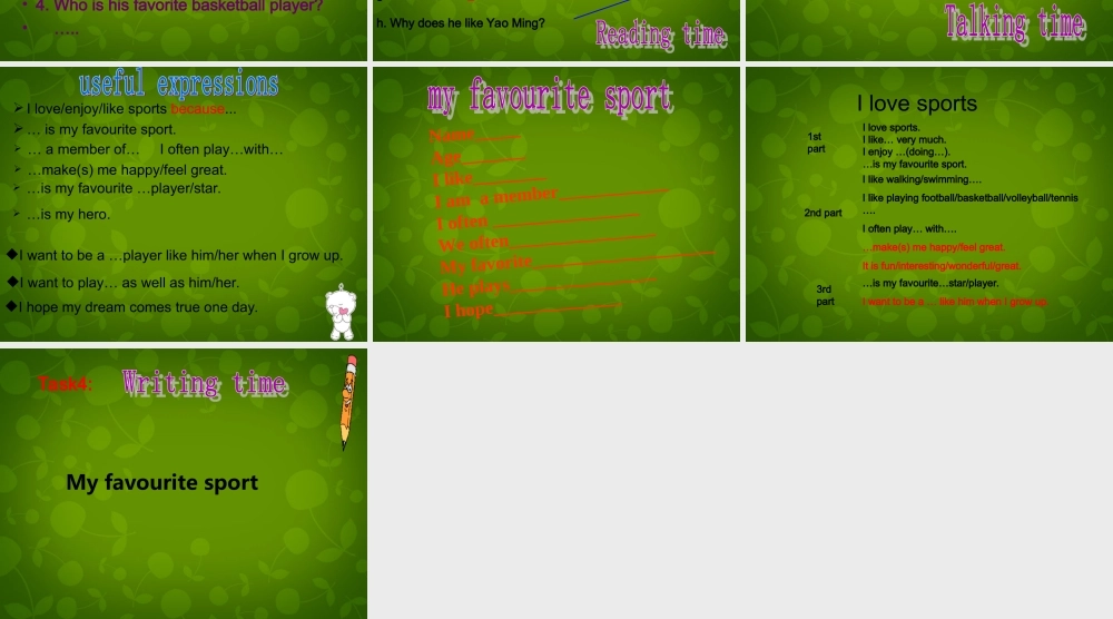 江苏省常州市新北区实验学校七年级英语上册 Unit 2 Let's play sports Task课件 .ppt