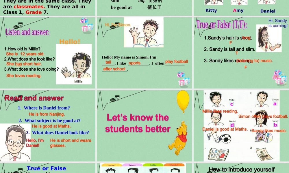 江苏省常州市新北区实验学校七年级英语上册《Unit 1 This is me》（Reading1）课件 .ppt