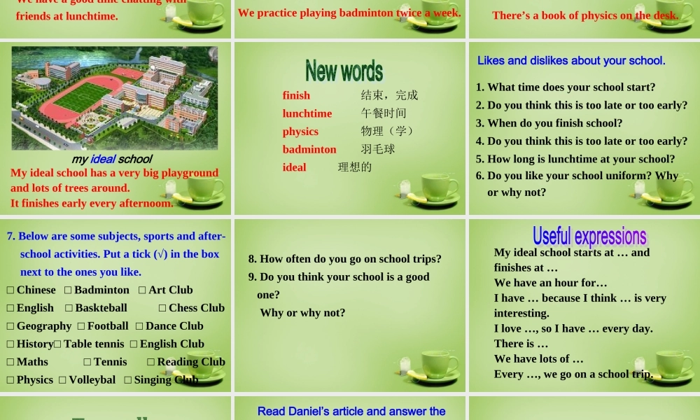 江苏省常州市钟楼实验中学八年级英语上册 Unit 2 School life Task课件.ppt