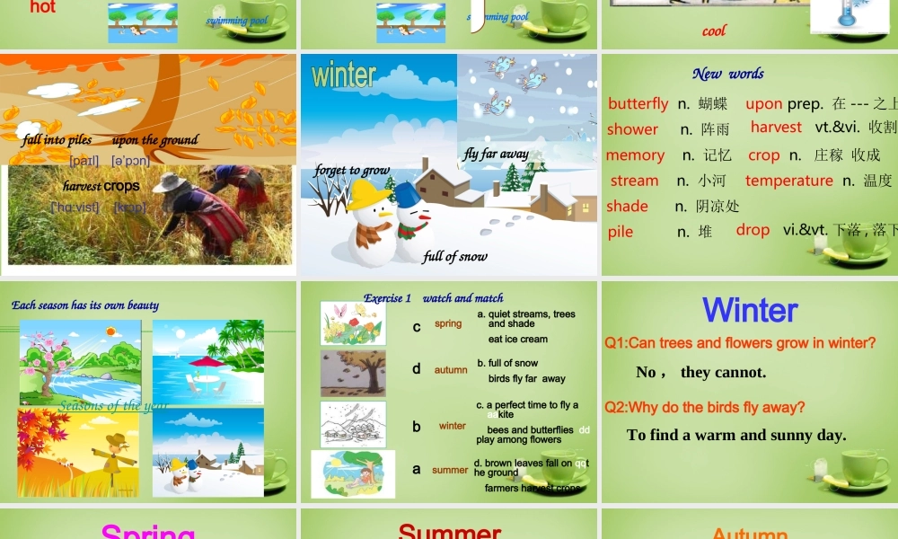 江苏省常州市钟楼实验中学八年级英语上册 Unit 7 Seasons Reading 1课件.ppt