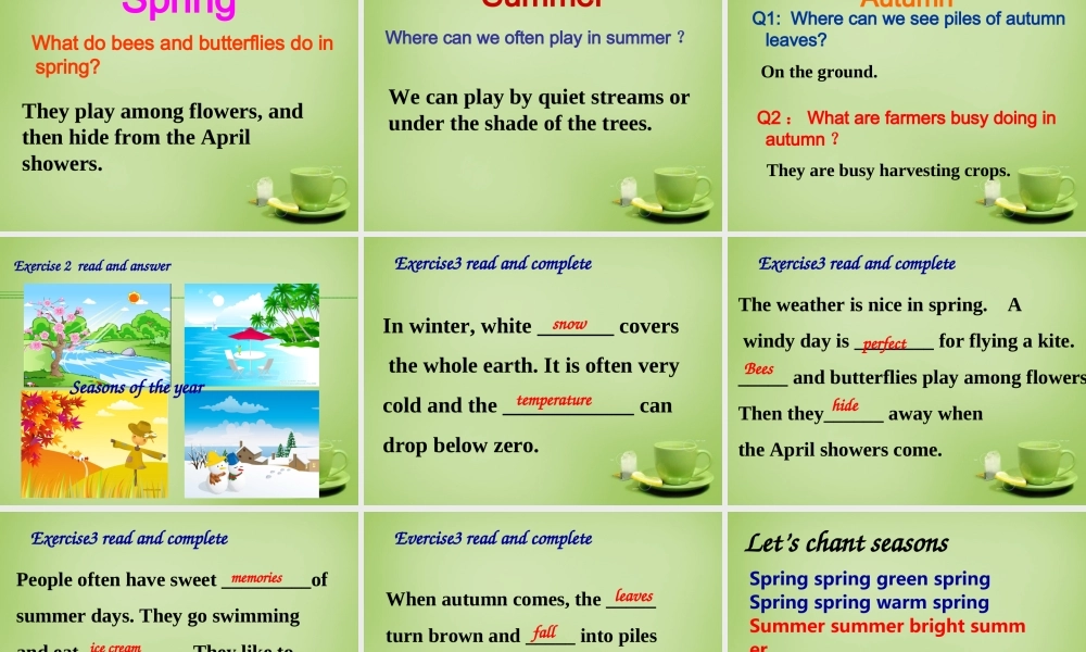 江苏省常州市钟楼实验中学八年级英语上册 Unit 7 Seasons Reading 1课件.ppt