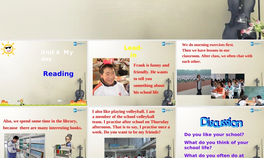 江苏省大丰市万盈第二中学七年级英语上册 Unit 4 My day Reading课件 .ppt