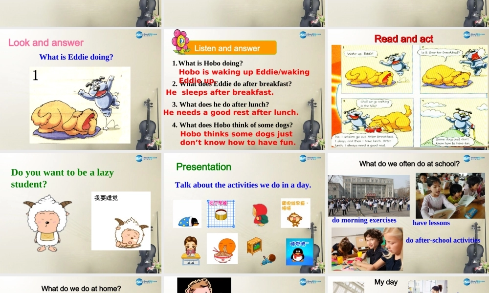 江苏省大丰市万盈第二中学七年级英语上册 Unit 4 My day Welcome to the unit课件 .ppt