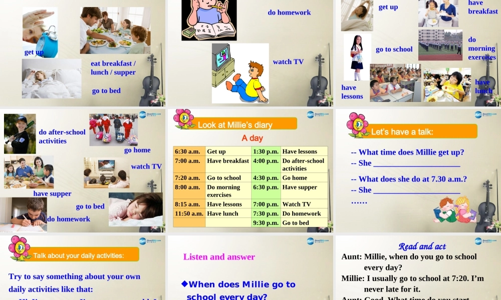 江苏省大丰市万盈第二中学七年级英语上册 Unit 4 My day Welcome to the unit课件 .ppt